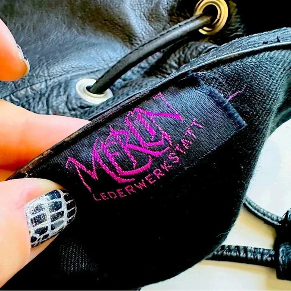 Unisex Vintage Merlin Lederwerkstatt Large Leather Backpack - Picture 5 of 12